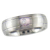 7mm Titanium Comfort-Fit Band Unisex Wedding Band Ring With .05ctw Diamond - Image 3