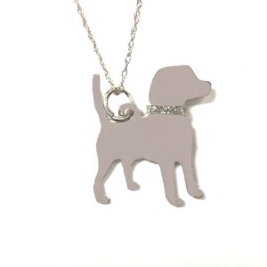 Dachshund Sterling Silver Rhodium Plated Pendant with Glitter Collar by Toni Tails