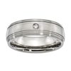 7mm Titanium Comfort-Fit Band Unisex Wedding Band Ring With .05ctw Diamond