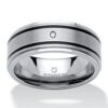 8mm Titanium Comfort-Fit Band Unisex Wedding Band Ring With .05ctw Diamond And Black Ion Plating