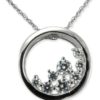 Sterling Silver .09  CTW Round Cobblestone Pendant on 18" Chain