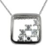 Sterling Silver 1.2 CTW Square Cobblestone Pendant on 18" Chain