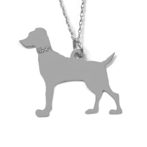 Dalmation Sterling Silver Rhodium Plate Pendant with Glitter Collar