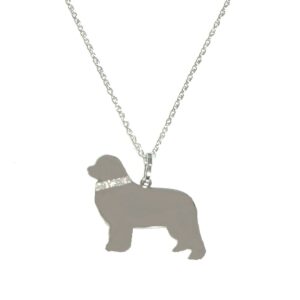 New Foundland Pendant in Sterling Silver Rhodium Plated with Glitter Collar
