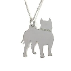 Pitt Bull Sterling Silver Rhodium Plate Pendant with Glitter Collar