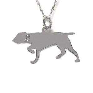 Pointer Glitter Collar Sterling Silver Rhodium Plate Dog Pendant