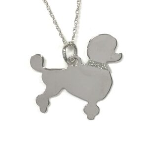 Poodle Glitter Collar Sterling Silver Rhodium Plate Dog Pendant