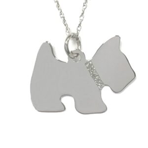 Scottie Glitter Collar Sterling Silver Rhodium Plated Dog Pendant by Toni Tails