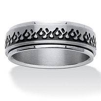 Stainless Steel Spinner Ring with Flames