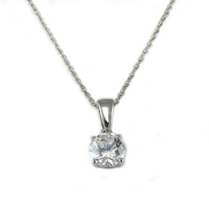 Sterling Silver 1CT Round CZ Solitaire Pendant