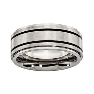 8mm Titanium Comfort-Fit Band Unisex Band with Black Ion Plating