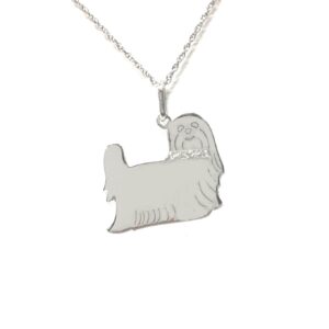 Maltese Glitter Collar Sterling Silver Rhodium Plated Dog Pendant