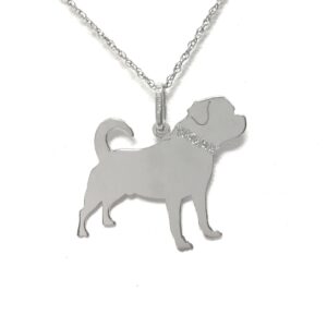 Rottweiler Sterling Silver Rhodium Plated Pendant with Glitter Collar