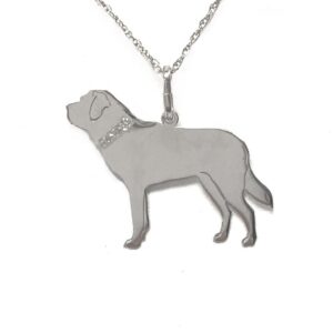 Bernese Mountain Dog Glitter Collar Sterling Silver Rhodium Plated Pendant