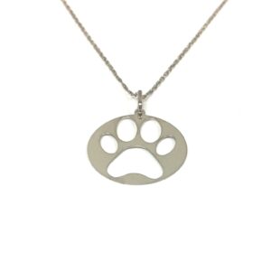 A Precious PAW Print Sterling Silver Rhodium Plated Pendant