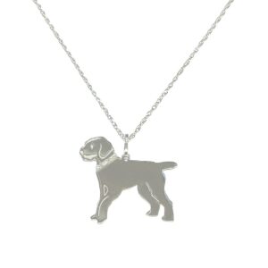 Goldendoodle Sterling Silver Rhodium Plated Pendant with Glitter Collar