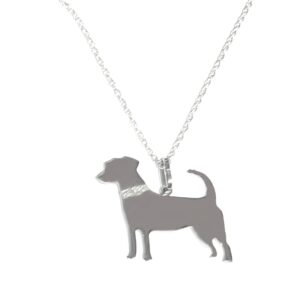Jack Russell Sterling Silver Rhodium Plated  Pendant with Glitter Collar