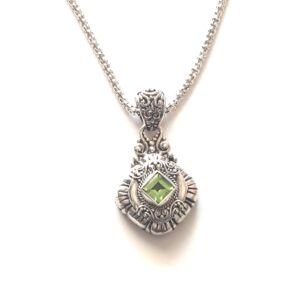 Sterling Silver Square Peridot Pendant