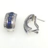 Sterling Silver Simulated Sapphire ChannelSet CZ Earrings - Image 2