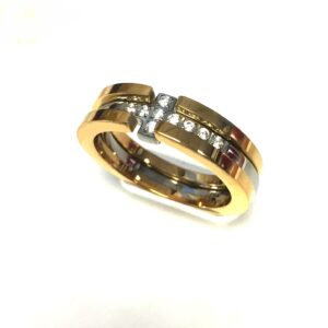 Three piece Gold Overlay Stainless Steel Cross Ring
