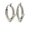 Stainless Steel 1.0" Hoop Earrings with Crystals