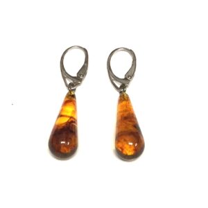 Genuine Baltic Amber Tear Drop Earrings