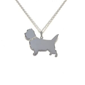 Cairn Terrier Glitter Collar Sterling Silver Rhodium Plated Pendant
