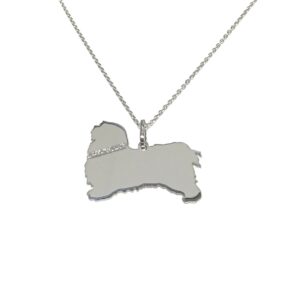 Havanese Glitter Collar Sterling Silver Rhodium Plate Dog Pendant