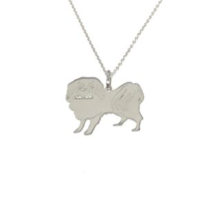 Japanese Chin Glitter Collar Sterling Silver Rhodium Plate Dog Pendant