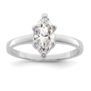 Sterling Silver Rhodium-Plated Solitaire Marquise CZ Ring
