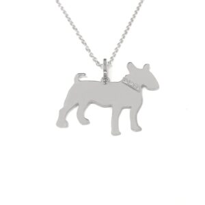 Bull Terrier Sterling Silver Rhodium Plate Pendant with Glitter Collar