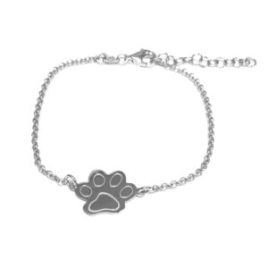 A Precious Paw Print Sterling Silver Rhodium Plated Bracelet